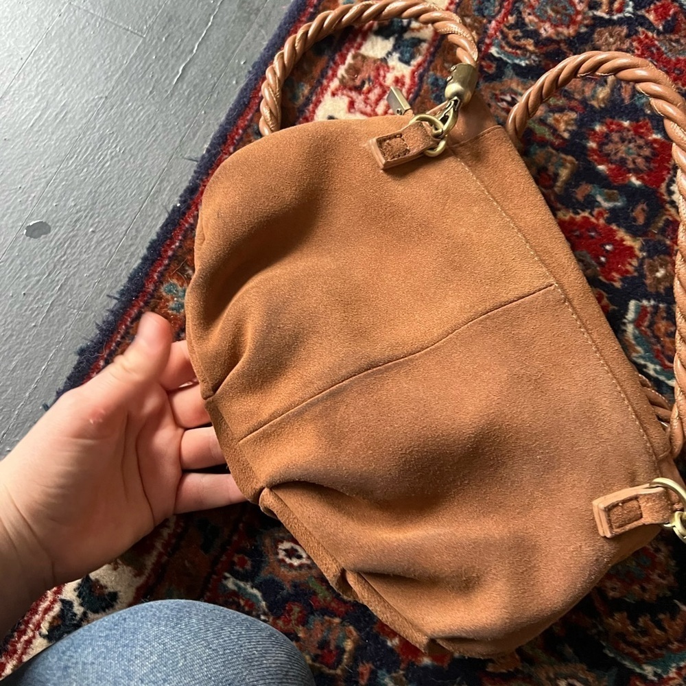 Anthropologie Marvita Crossbody Camel Brown Suede Bohemian Bag - Picture 6 of 7